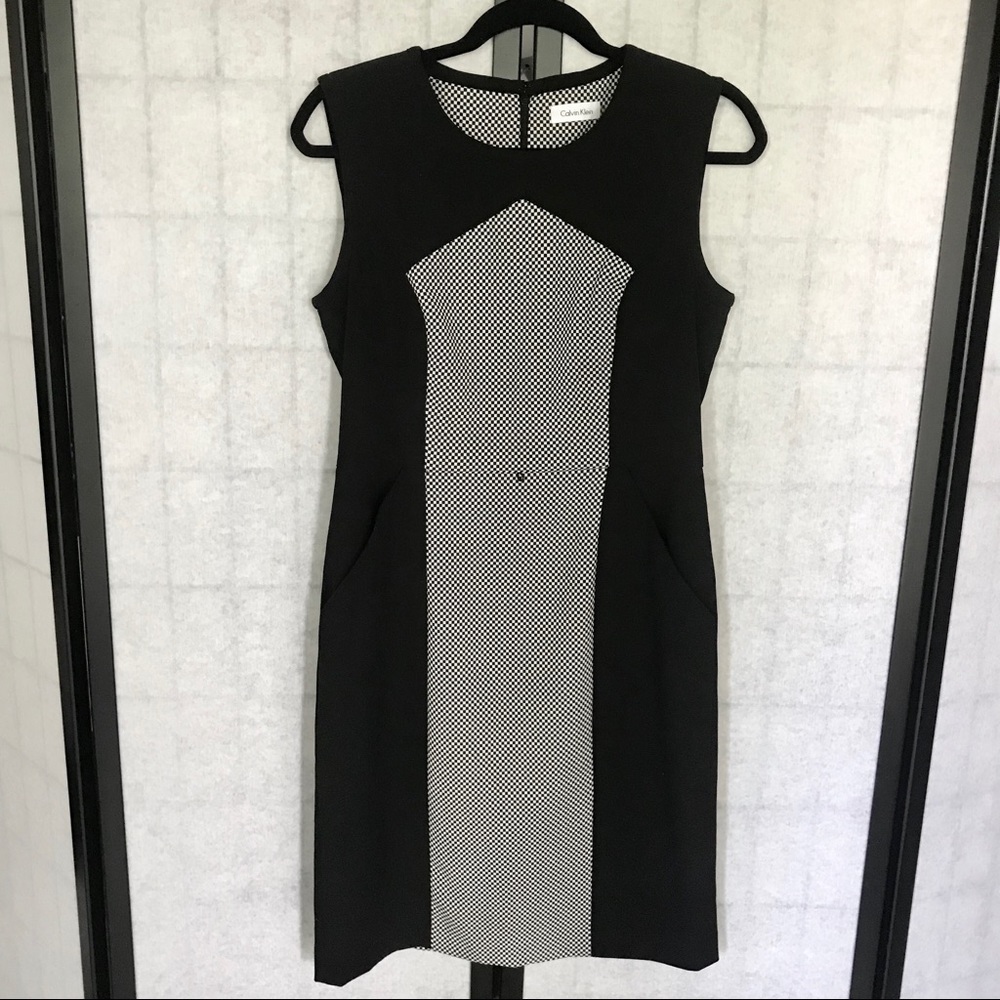 Calvin Klein Black & White Checkered Dress size 8